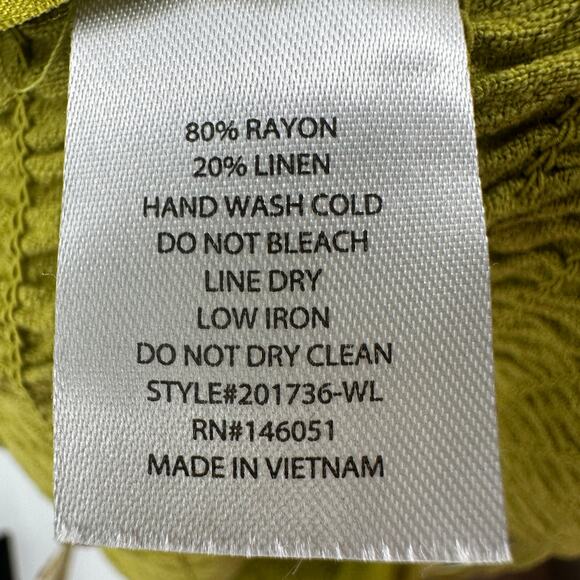 Monteau Crop Top Womens L Green Linen Blend Knot Front Smocked Back Breathable - Picture 9 of 9